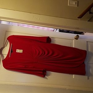 NEW Connected Apparel Red Dress Faux Wrap  Size 12